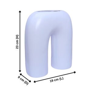 Inverted U-Shaped Flower Vases for Home Decor (White) Polyresin – 9 Inch - Image 3