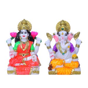 Laxmi-Ganesh Idol Showpiece for Home Decor (Multicolor) Marble – 5.5 Inch - Image 2