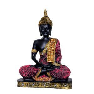 Meditation Buddha Showpiece for Home Decor (Pink & Black) Polyresin - 9.5 Inch - Image 5