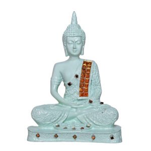 Meditation Buddha Showpiece for Home Decor (Light Green) Polyresin - 9.5 Inch - Image 3