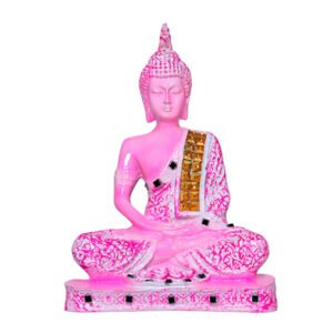 Meditation Buddha Showpiece for Home Decor (Pink & White) Polyresin - 9.5 Inch - Image 3