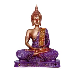 Meditation Buddha Showpiece for Home Decor (Purple & Copper) Polyresin - 9.5 Inch - Image 3