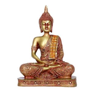 Meditation Buddha Showpiece for Home Decor (Pink & Black) Polyresin - 9.5 Inch - Image 2