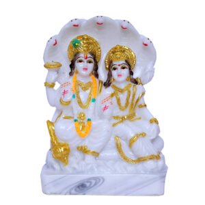 Vishnu & Laxmi Idol Showpiece (White) Marble - 6 Inch