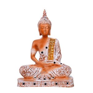 Meditation Buddha Showpiece for Home Decor (Brown & White) Polyresin - 9.5 Inch - Image 3