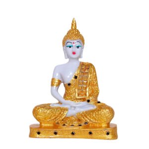 Meditation Buddha Showpiece for Home Decor (Golden) Marble - 9.5 Inch - Image 2