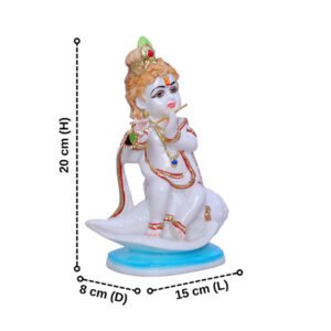 Bal Krishna Idol Showpiece for Home Decor (Golden Foil) Marble – 8 Inch - Image 3