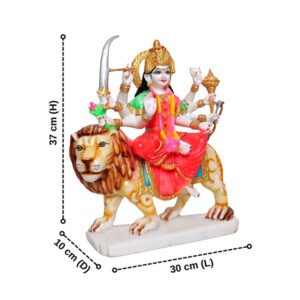 Goddess Maa Durga Idol Showpiece for Home Decor (Red) Marble – 15 Inch - Image 3