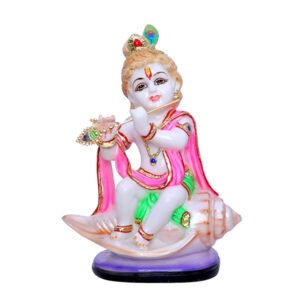 Bal Krishna Idol Showpiece for Home Decor (Golden Foil) Marble – 8 Inch - Image 2