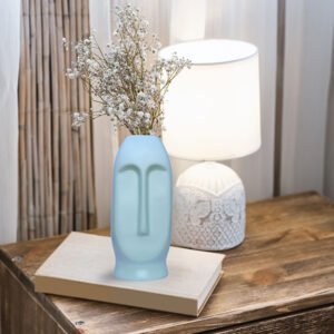 Human Face Flower Vases for Home Decor (Light Green) Polyresin – 9.5 Inch - Image 1