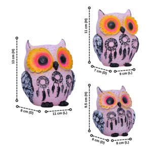 Handcrafted Blue Owl Figurine Set – Decorative Showpiece with Three Different Sizes (Large: 13cm H x 11cm L x 8cm D, Medium: 11cm H x 9cm L x 7cm D, Small: 9.5cm H x 8cm L x 6cm D) - Image 2