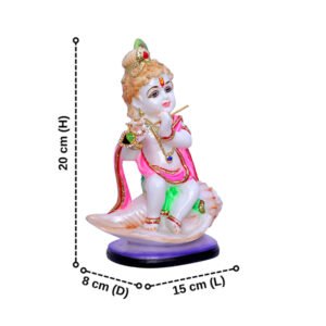 Bal Krishna Idol Showpiece for Home Decor (Golden Foil) Marble – 8 Inch - Image 3