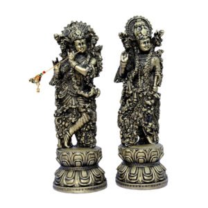 Antique Radha-Krishna for Home Decor (Copper) Polyresin – 9 Inch - Image 2