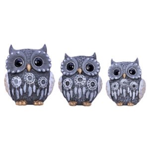 Handcrafted Blue Owl Figurine Set – Decorative Showpiece with Three Different Sizes (Large: 13cm H x 11cm L x 8cm D, Medium: 11cm H x 9cm L x 7cm D, Small: 9.5cm H x 8cm L x 6cm D) - Image 3