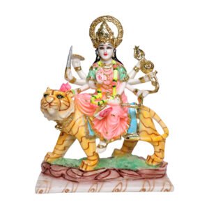 Goddess Maa Durga Idol Showpiece for Home Decor (Multicolor) Marble – 15 Inch - Image 2