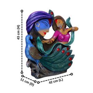 Antique Radha & Krishna with Peacock Showpiece for Home Decor (Polyresin) - 17 Inch - Image 3