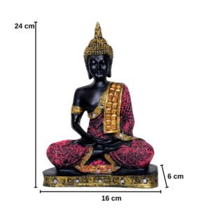 Meditation Buddha Showpiece for Home Decor (Pink & Black) Polyresin - 9.5 Inch - Image 4