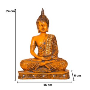 Meditation Buddha Showpiece for Home Decor (Mustard) Polyresin - 9.5 Inch - Image 3