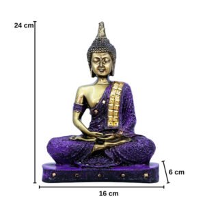 Meditation Buddha Showpiece for Home Decor (Purple & Golden) Polyresin - 9.5 Inch - Image 2