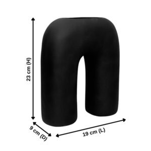 Inverted U-Shaped Flower Vases for Home Decor (Black) Polyresin – 9 Inch - Image 3