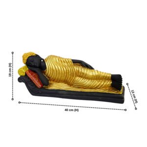 Sleeping Buddha Idol Showpiece for Home Decor (Golden & Black) Polyresin – 7.5 Inch - Image 3