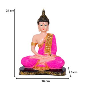Meditation Buddha Showpiece for Home Decor (Pink & Cream) Polyresin - 9.5 Inch - Image 2