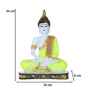 Meditation Buddha Showpiece for Home Decor (Neon) Marble - 9.5 Inch - Image 2