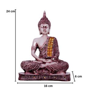 Meditation Buddha Showpiece for Home Decor (Brown) Polyresin - 9.5 Inch - Image 3