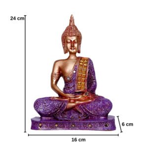 Meditation Buddha Showpiece for Home Decor (Purple & Copper) Polyresin - 9.5 Inch - Image 2