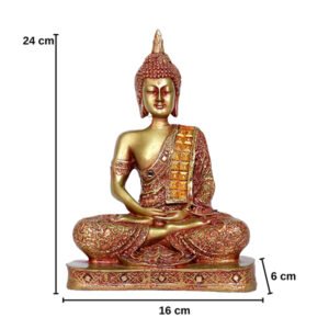 Meditation Buddha Showpiece for Home Decor (Pink & Black) Polyresin - 9.5 Inch - Image 3