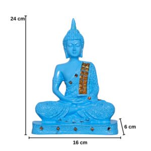 Meditation Buddha Showpiece for Home Decor (Blue) Polyresin - 9.5 Inch - Image 3