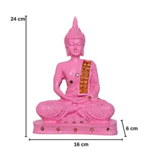 Meditation Buddha Showpiece for Home Decor (Pink) Polyresin - 9.5 Inch - Image 2
