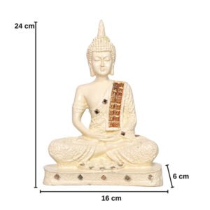 Meditation Buddha Showpiece for Home Decor (Light Yellow) Polyresin - 9.5 Inch - Image 2