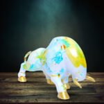 Bull Showpiece for Home Decor (Multicolor) Marble - 7 Inch