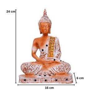 Meditation Buddha Showpiece for Home Decor (Brown & White) Polyresin - 9.5 Inch - Image 2