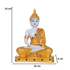 Meditation Buddha Showpiece for Home Decor (Golden) Marble - 9.5 Inch - Image 3