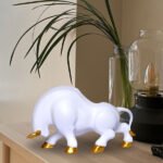 Bull Showpiece for Home Decor (White) Polyresin – 7 Inch