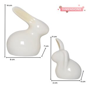 Rabbit Showpiece Set of 2 for Home Decor (Light Yellow) Polyresin – 5.5 Inch - Image 3
