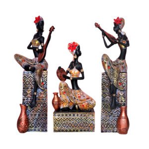 Antique African Lady Showpiece for Home Decor (Set of 3) Polyresin - 14.5 Inch - Image 2