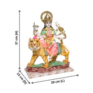 Goddess Maa Durga Idol Showpiece for Home Decor (Multicolor) Marble – 15 Inch - Image 3