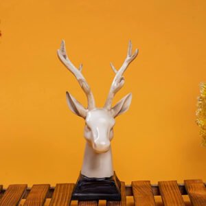 Deer Face Showpiece for Home Decor (Cream) Polyresin – 6 Inch - Image 1