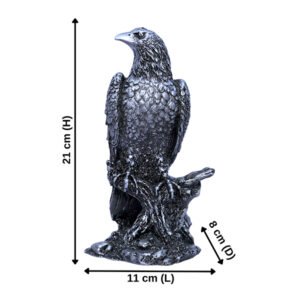 Mighty Eagle Showpiece for Home Decor (Silver) Polyresin – 8 Inch - Image 2