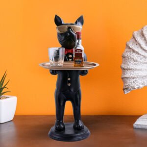 26-Inch French Bulldog Butler Statue – Luxury Resin Serving Tray - Image 1