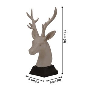 Deer Face Showpiece for Home Decor (Cream) Polyresin – 6 Inch - Image 3