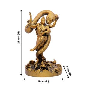 Tandav Lord Shiva Idol Statue Especially for Car Dashboard (Golden) Polyresin - 6 Inch - Image 3
