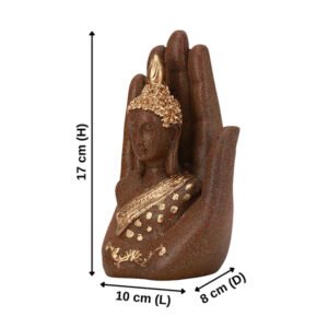 Palm Buddha Showpiece for Home Decor (Brown & Golden) Polyresin - 7 Inch - Image 3