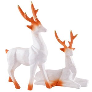 White Deer Couple Showpiece – 8 Inch Resin Decor - Image 2