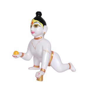 Laddu Gopal Krishna Idol Showpiece for Home Decor (White) Marble - 9 Inch - Image 2