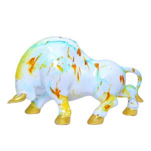 Bull Showpiece for Home Decor (Multicolor) Marble - 7 Inch - Image 2