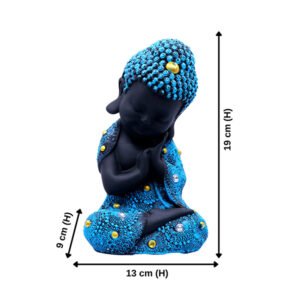 Baby Monk Buddha  Showpiece for Home Decor (Black & Blue) Polyresin – 8 Inch - Image 3